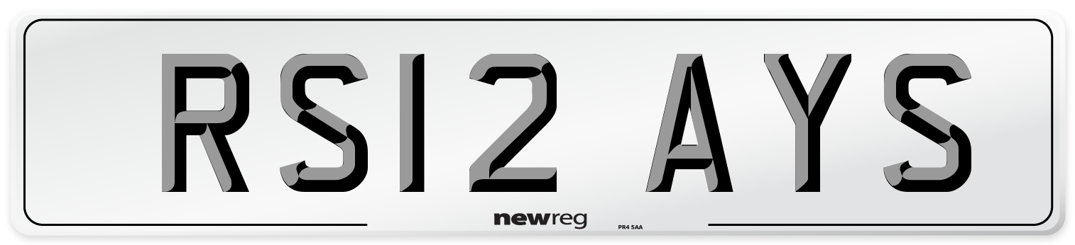 RS12 AYS Number Plate from New Reg